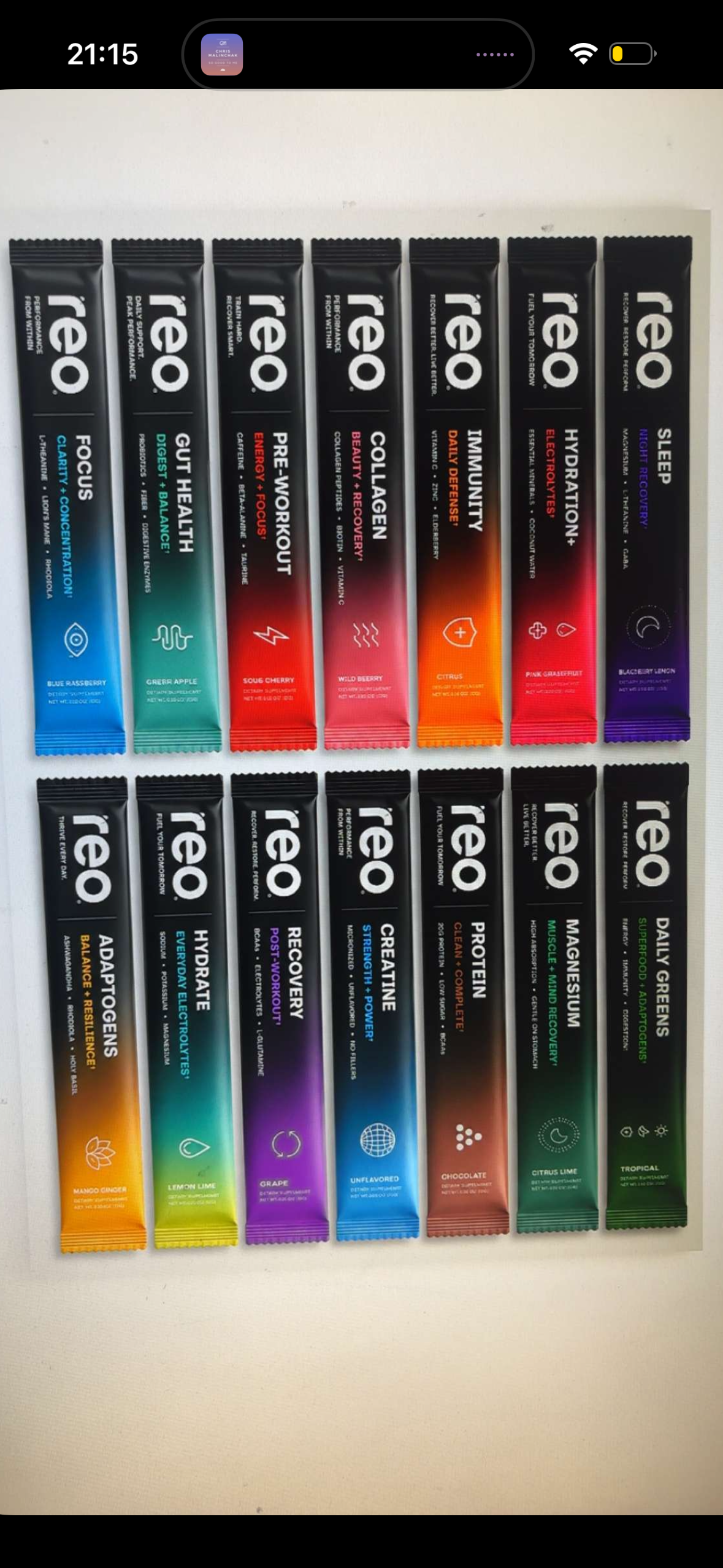 REO single-serve stick packs in a range of flavour colours